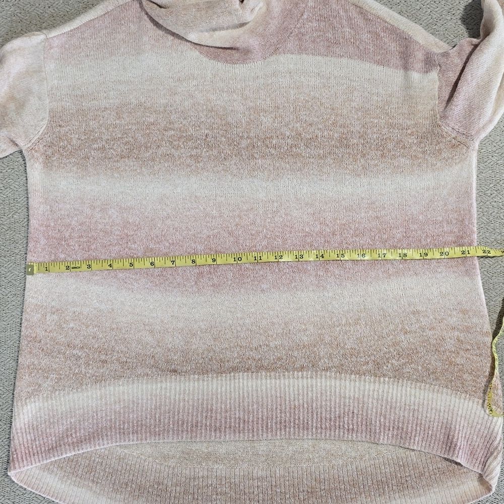 American Eagle Ombre Stripes Cream Mauve Tan Pink Cowl Neck Oversized Sweater-XS - Picture 7 of 13